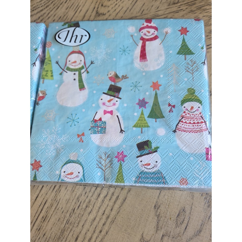 IHR Napkins Holiday Dinner Napkins Germany Beverage Snowmen 20 Paper Napkins New
